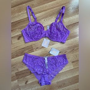 Savage X Fenty Fast Lane Cheeky 2-Piece Set (Purple Mist) (38DDD, L)